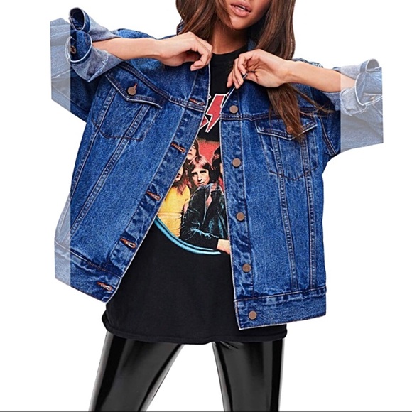 Oversized Vintage Boyfriend Denim Trucker Jacket - Picture 2 of 7